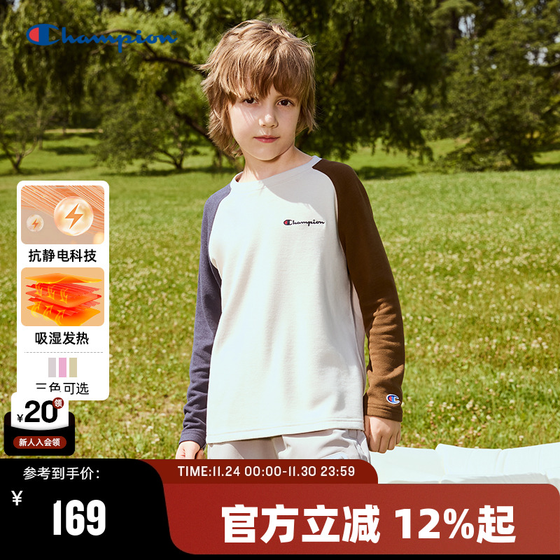 Champion冠军圆领插肩袖长袖T恤