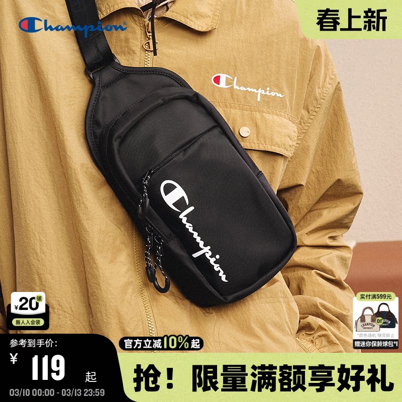 Champion冠军胸包男美式运动情侣腰包小肩包春季挎包女休闲背包