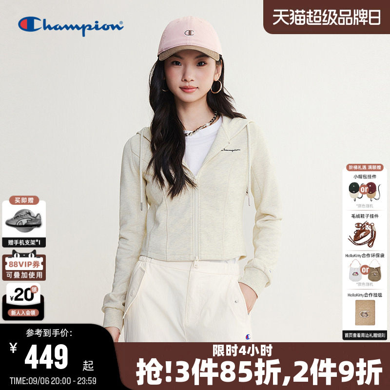 Champion修身连帽开衫卫衣女图片