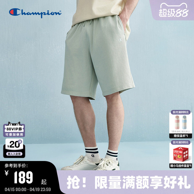 Champion冠军短裤男2025夏季新款简约纯色五分卫裤休闲宽松女潮牌