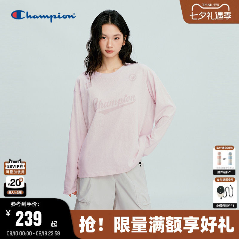 Champion冠军圆领长袖T恤女罩衫