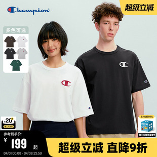 新款 大Clogo圆领T恤女休闲宽松简约潮 男2026春季 Champion冠军短袖