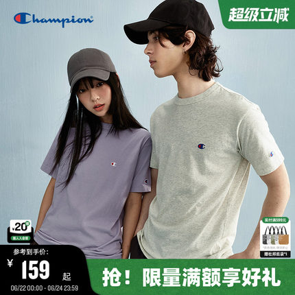 Champion冠军T恤纯棉情侣2026夏季新款男刺绣小C短袖显瘦美式潮牌