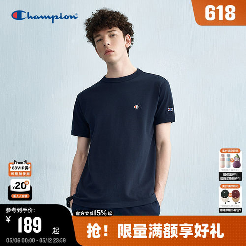 Champion冠军刺绣纯棉短袖t恤