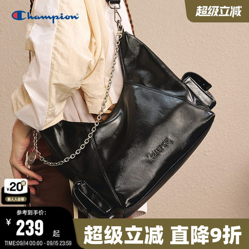 Champion冠军单肩包26秋季新款女机车包男链条斜挎包大容量背包 - 封面