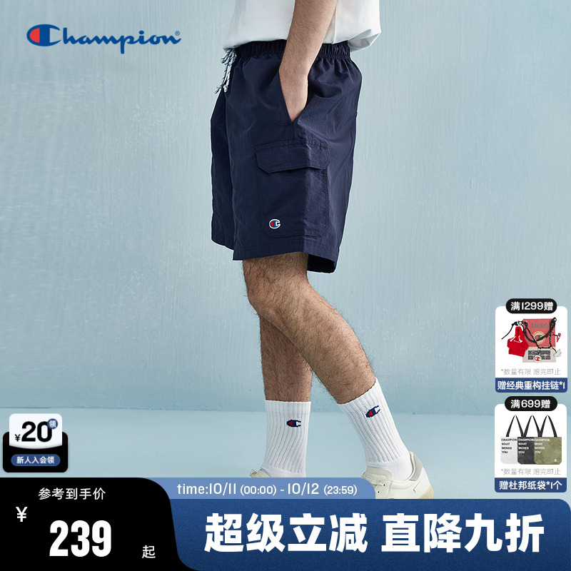Champion冠军工装风休闲短裤男2025夏季新款潮牌美式夏季复古直筒