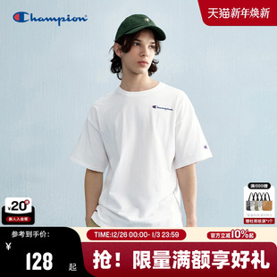 上衣女潮牌 白色宽松短袖 Champion冠军纯棉美式 情侣t恤男25夏季