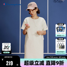 Champion冠军短袖连衣裙2025夏季新款纯棉中长款t恤裙女休闲宽松