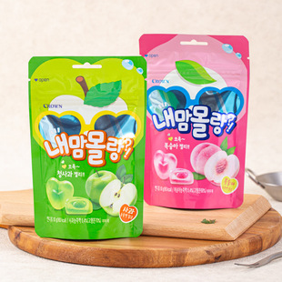 韩国进口CROWN克丽安青苹果水蜜桃味儿童软糖办公室休闲追剧零食