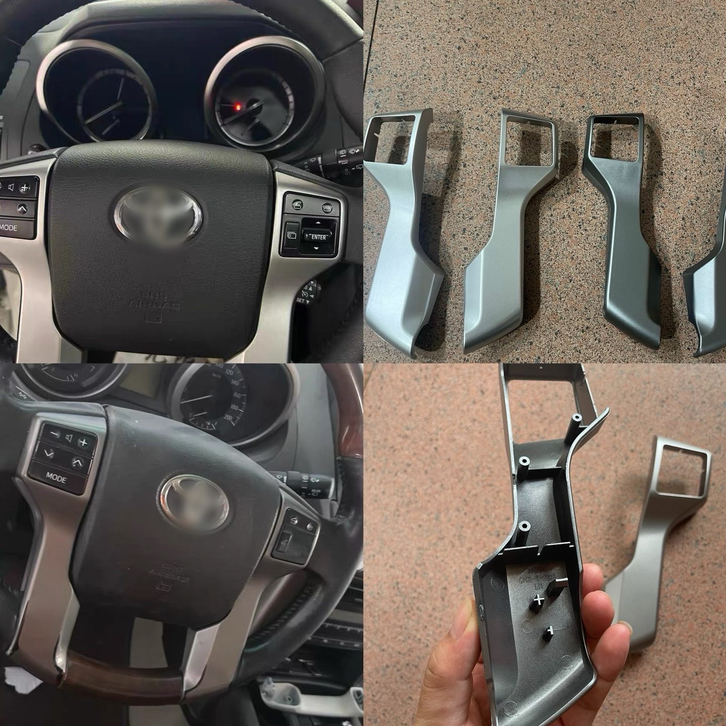 适用10-17款霸道方向盘按键框 按键壳普拉多内饰磨损装饰框板换新