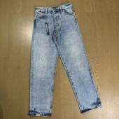 Gaorl25ss水洗做旧烫钻满天星水钻直筒浅蓝色牛仔裤 宽松AM