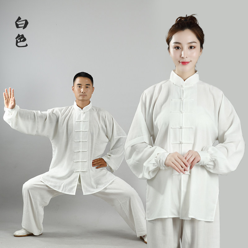 太极服夏男女春秋款亚麻棉麻凉爽练功武术比赛表演服中老年长短袖