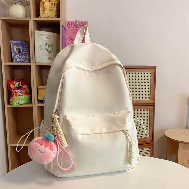 日系简约女士背包初高中时尚大容量书包双肩包春季新款糖果色背包