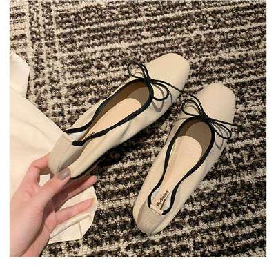 葡萄妈Studiolee 2022春夏温柔蝴蝶结方头浅口平底软底芭蕾单鞋女