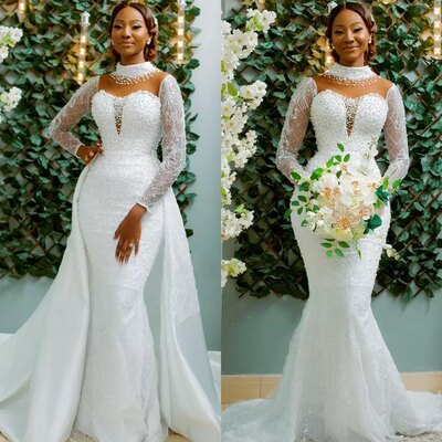 Mermaid Wedding Dress With Detachable Tarin Beaded Sequined