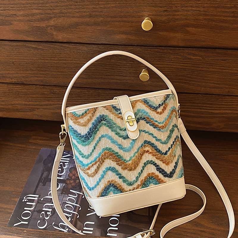 小包包女韩版毛呢女包2024新款约姿洋气单肩斜挎包休闲时尚水桶包