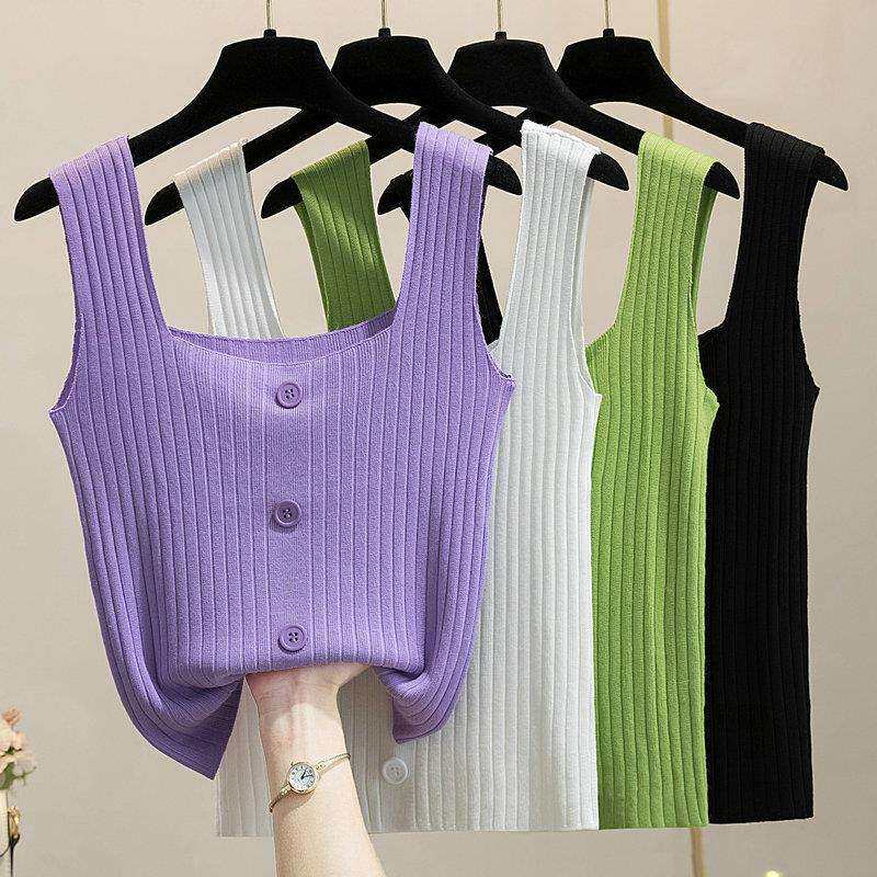 感外穿吊带背心女内搭夏针织副乳无袖小众宽松短款上衣遮设计ins