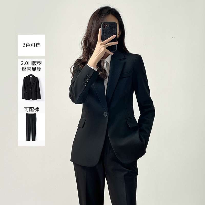 职业西装套装女春季正装大学生公务员前台酒店面试工作服西服外套