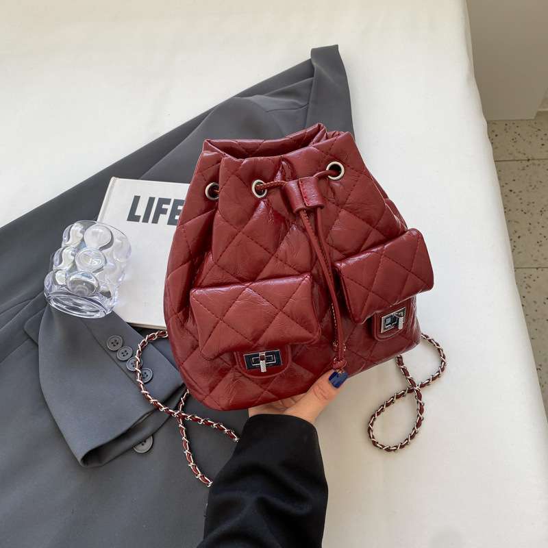 大容量包包2023新款菱格链条双肩包女约姿设计质感外出旅行背包