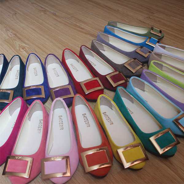 2023四季新款糖果色平底舒适小尖头浅口单鞋女瓢鞋外贸内销43码