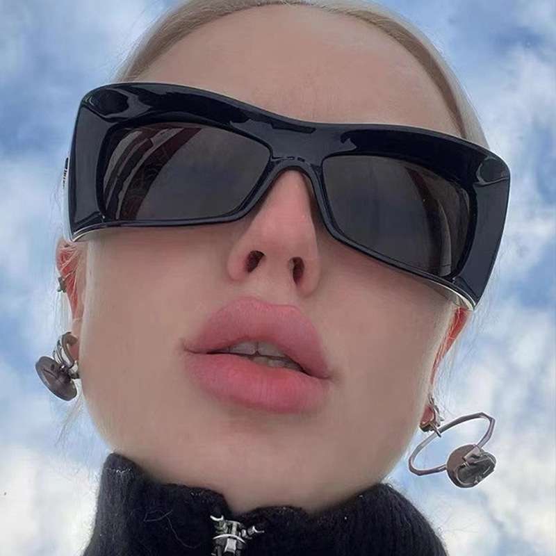 超大框Y2K太阳镜 欧美潮流个性骑行运动眼镜时尚朋克防晒墨镜