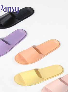 Pansy日本情侣居家拖鞋简约室内家居软底防滑静音木地板别墅9222