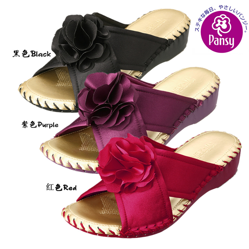 跟居家健康地板拖鞋Pansy花朵