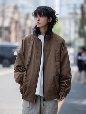 山系春秋夹克弎狸TIP立领宽松