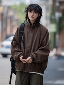 弎狸TIP 美拉德款 立体条纹夹克外套男女灯芯绒休闲百搭上衣棒球服