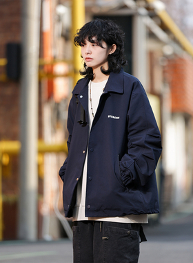 弎狸 TIP  春秋日系复古简约宽松夹克男女纯色休闲长袖衬衫外套潮