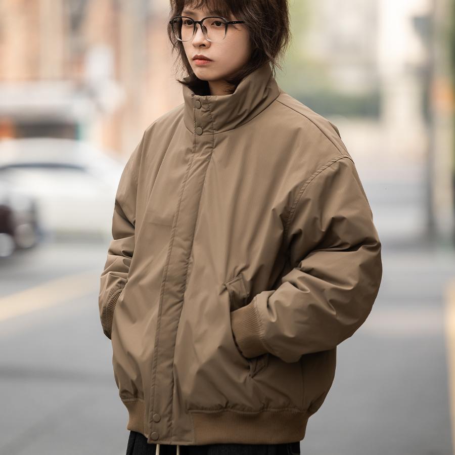 弎狸TIP 90白鸭绒复古百搭立领棒球羽绒服美式简约宽松情侣夹克潮