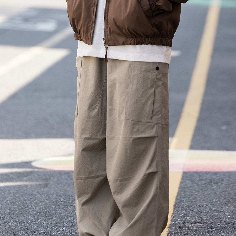 日系复古潮流宽松直筒工装长裤