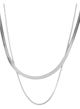 钛钢项链男士多层蛇骨链颈链配饰