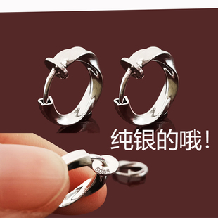S925纯银艺术生耳夹无耳洞女新款男士耳骨夹耳环小众耳挂无洞耳饰