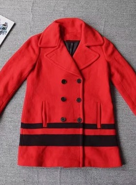 乐福佬佬七下 校园系列 RUGB外 女装 毛呢短风衣样板we shi today