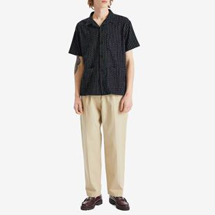 乐福佬仁双啊男装蓝染靛蓝针织条纹露营古巴领衬衫we shi today19
