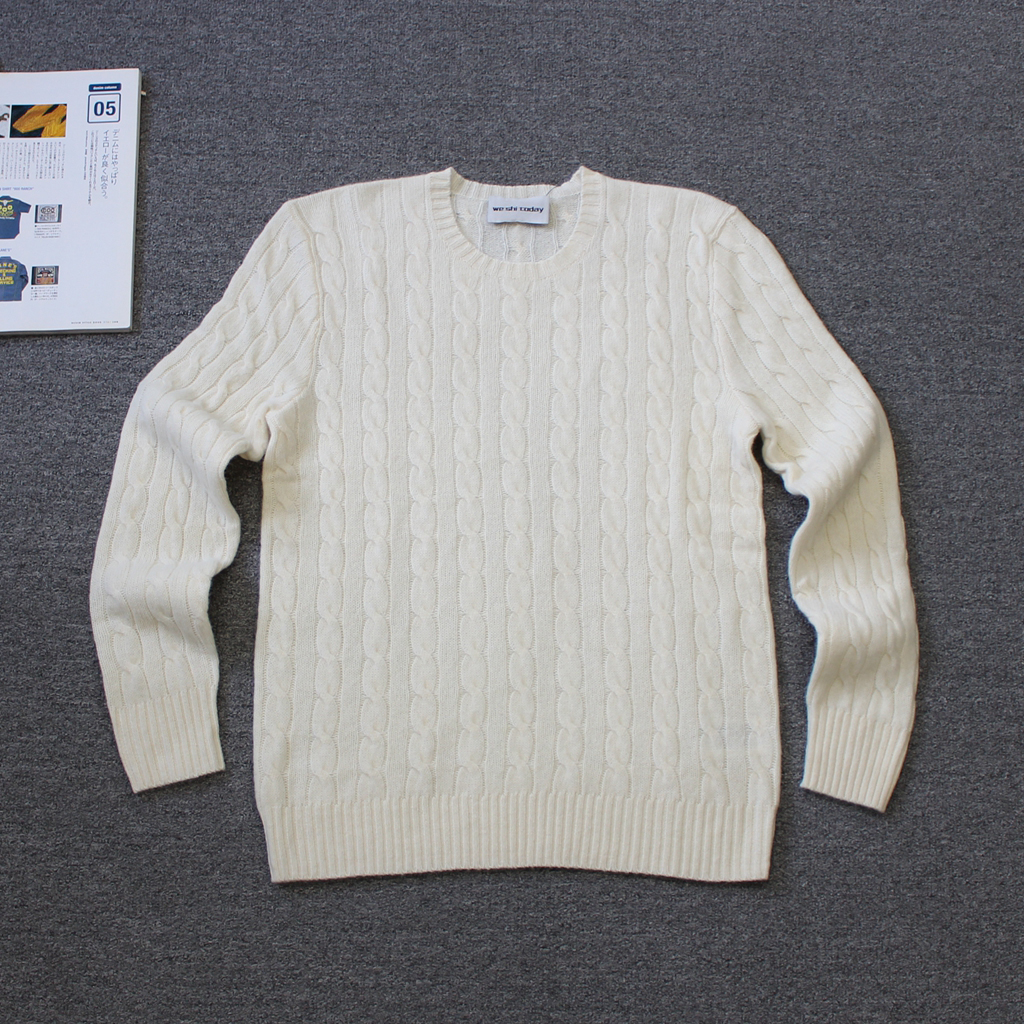 乐福佬仁男装 羊毛+羊绒混纺绞织纽花圆领羊毛衫we shi today D23