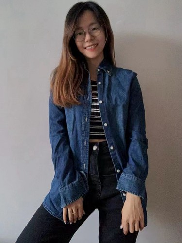 乐福佬仁 新标 女装 长袖牛仔衬衣  we shi today D1