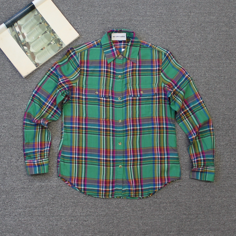 乐福佬仁 齐下副线 撤柜 女装 格子纯棉长袖衬衫 43we shitoday