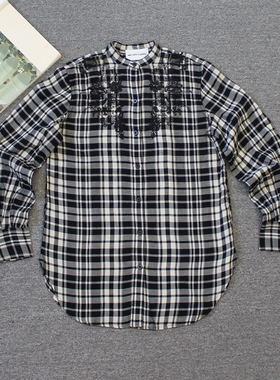 乐福佬仁 齐下副线撤柜 女装 圆领格子长袖衬衫48we shitoday