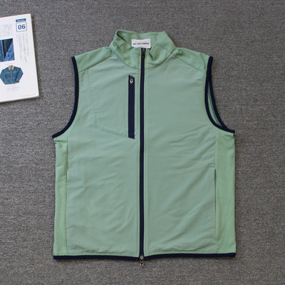 乐福佬仁男装 深蓝边胸前拉链 薄款立领马甲外套we shi today D10