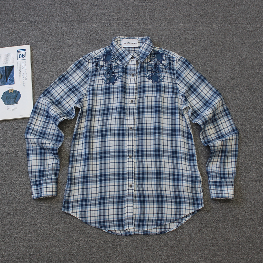 乐福佬仁 齐下副线 撤柜 女装 格子纯棉长袖衬衫 D17we shitoday
