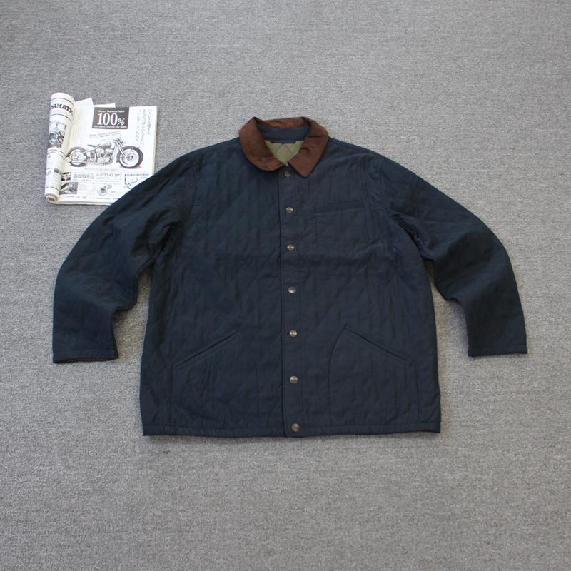 澳喂丝男装轻油布灯芯绒领菱格薄款棉服外套瑕疵we shi today C20