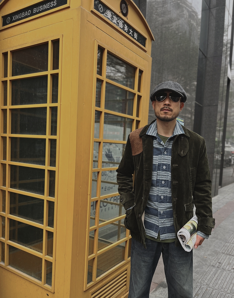 美式复古 R&L老标男装 灯芯绒重磅粗犷拼皮夹克we shi today C10