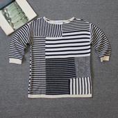 齐下副线 撤柜 乐福佬仁 女装 条纹圆领针织衫 shitoday