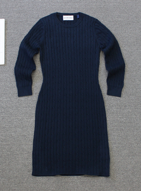 杠特女装 圆领纽花修身针织连衣裙we shi today