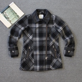 温柔 shi 机车一哥 格仔真皮拼接外套 狂野 女装 today