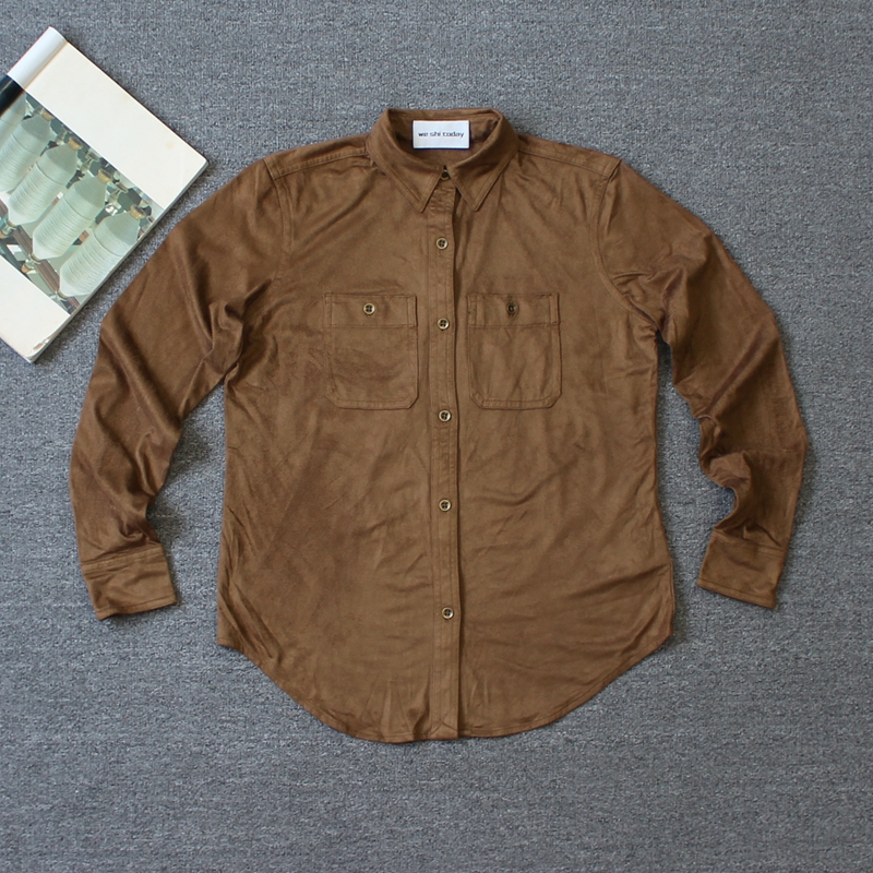 乐福佬仁齐下副线 砖贵撤货 女装 麂皮翻领衬衫we shi today D20