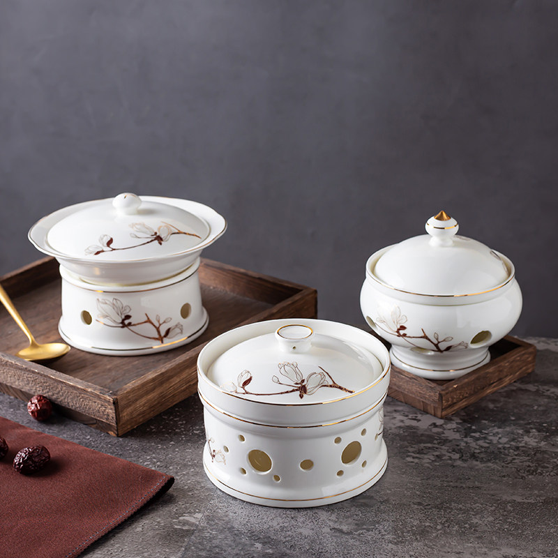 酒店海参盅带炉酒精蜡烛加热保温糖水甜品碗燕窝炖盅一位翅盅