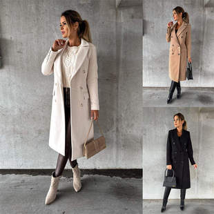 Autumn coat jacket 女 woolen women long solid winter fashion